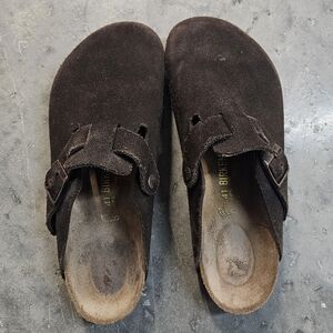 Birkenstock Dark Brown Suede Clogs Like New